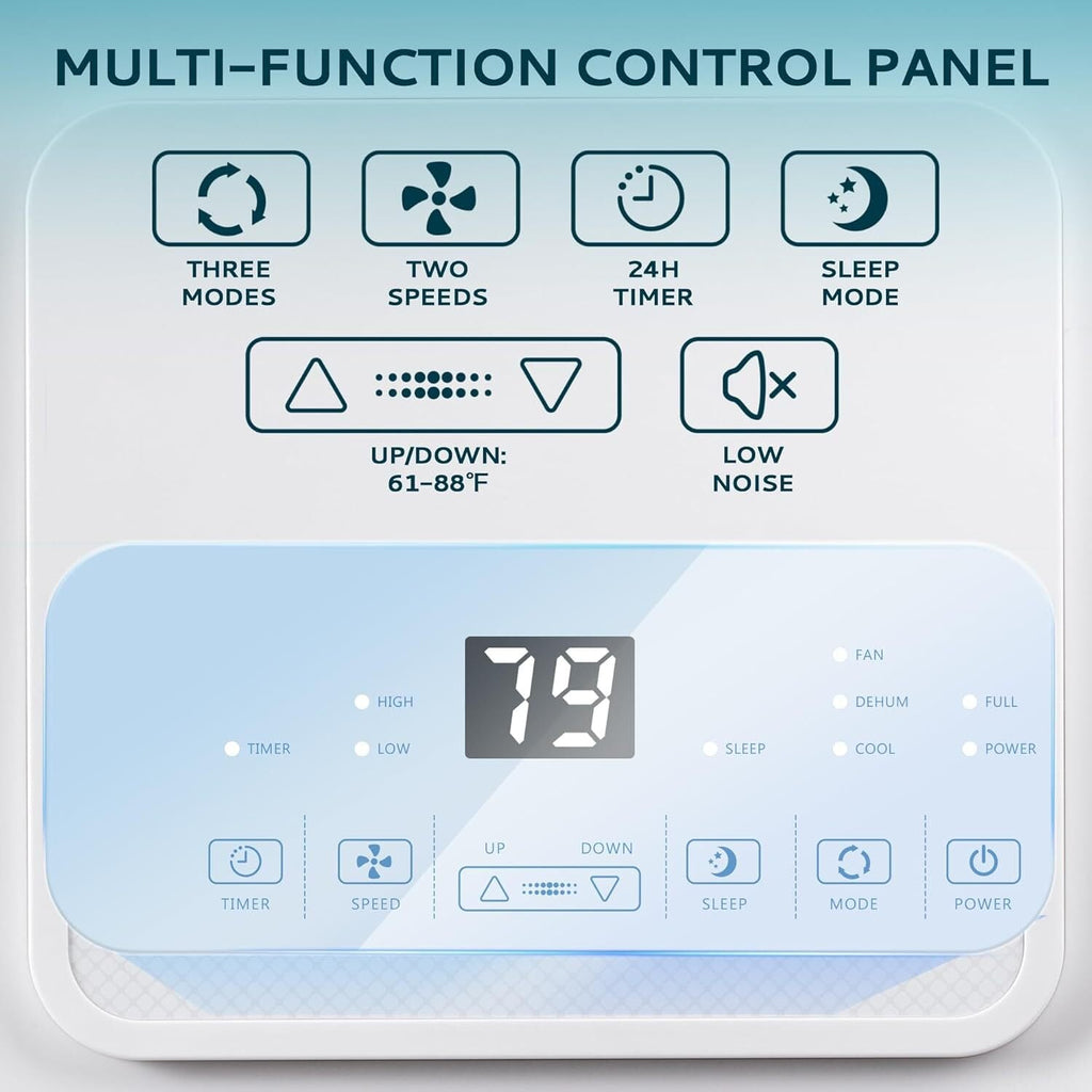 Simzlife 8,000 BTU Portable Air Conditioner Floor Room AC Unit with Cool, Dehumidifier, Fan Mode