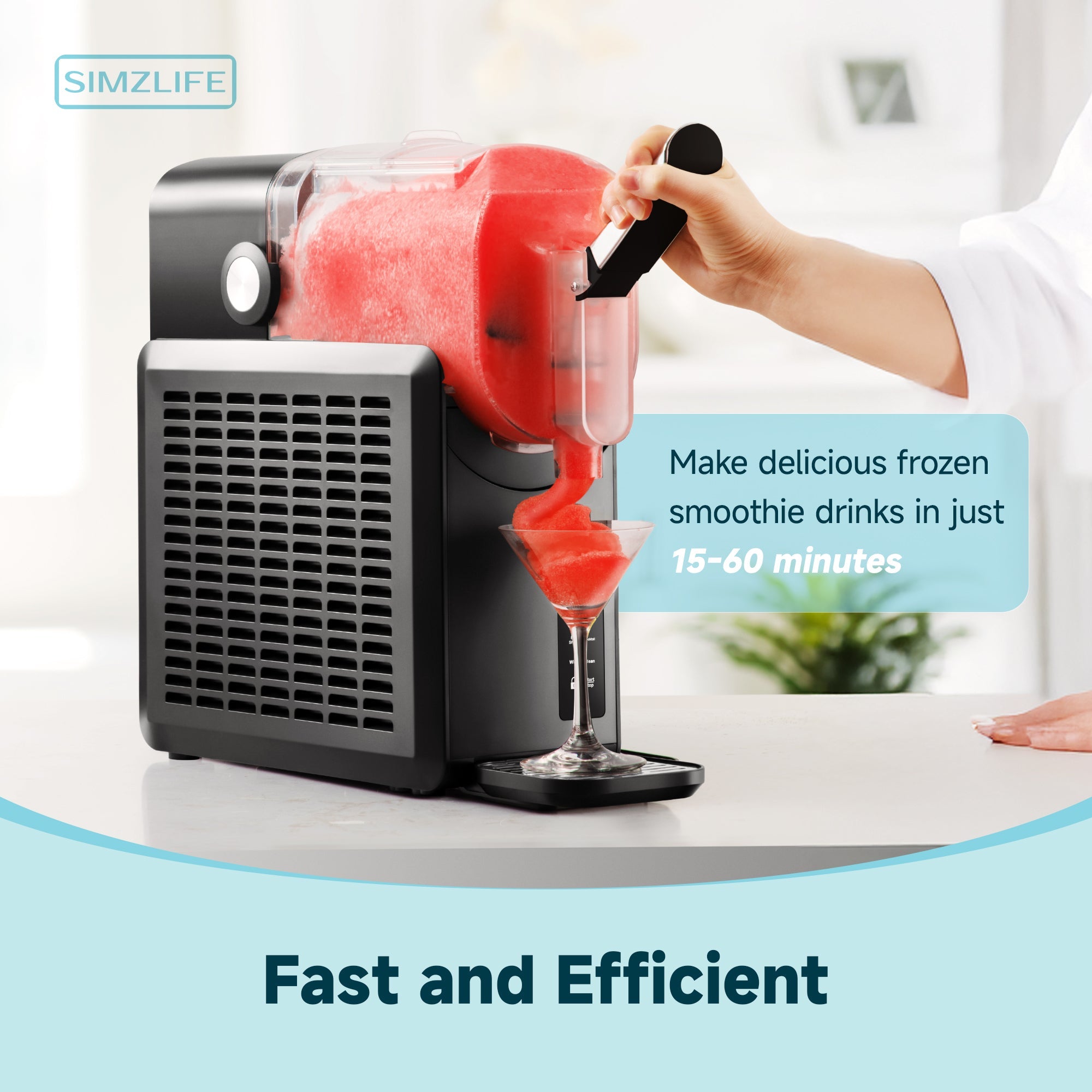 Simzlife Slushie Machine, No Ice Needed, 88 oz Slushy Maker Machine for Home, Professional Frozen Drink Maker with Self-Cleaning Function