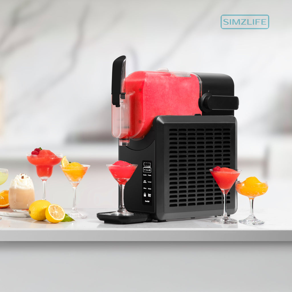 Simzlife Slushie Machine, No Ice Needed, 88 oz Slushy Maker Machine for Home, Professional Frozen Drink Maker with Self-Cleaning Function