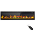 Simzlife 72 inch Electric Fireplace Recessed Wall Mounted Freestanding with Remote Control, Ultra-thin Fireplace Heater with Adjustable Flame Color, Linear Fireplace with Timer, Log & Crystal, 750/1500W