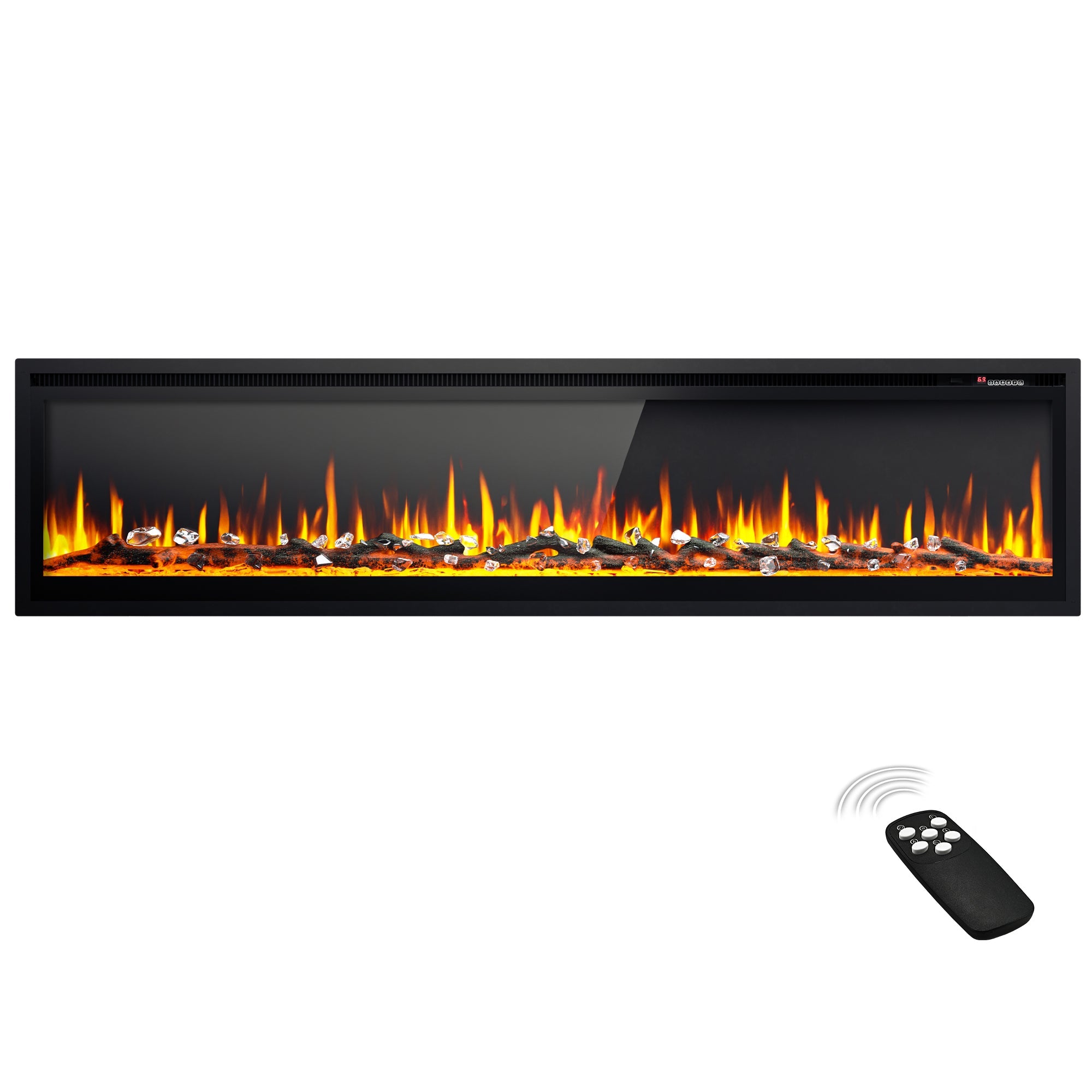 Simzlife 72 inch Electric Fireplace Recessed Wall Mounted Freestanding with Remote Control, Ultra-thin Fireplace Heater with Adjustable Flame Color, Linear Fireplace with Timer, Log & Crystal, 750/1500W