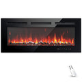 Simzlife 40 Inch Electric Fireplace Wall Recessed and Wall Mounted with Adjustable Flame Color, Fireplace Heater with Remote Control, Linear Fireplace with Timer, Touch Screen, Log & Crystal, 750/1500W