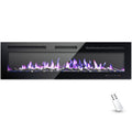 Simzlife 60 Inch Electric Fireplace Wall Recessed and Wall Mounted with Adjustable Flame Color, Fireplace Heater with Remote Control, Linear Fireplace with Timer, Touch Screen, Log & Crystal, 750/1500W