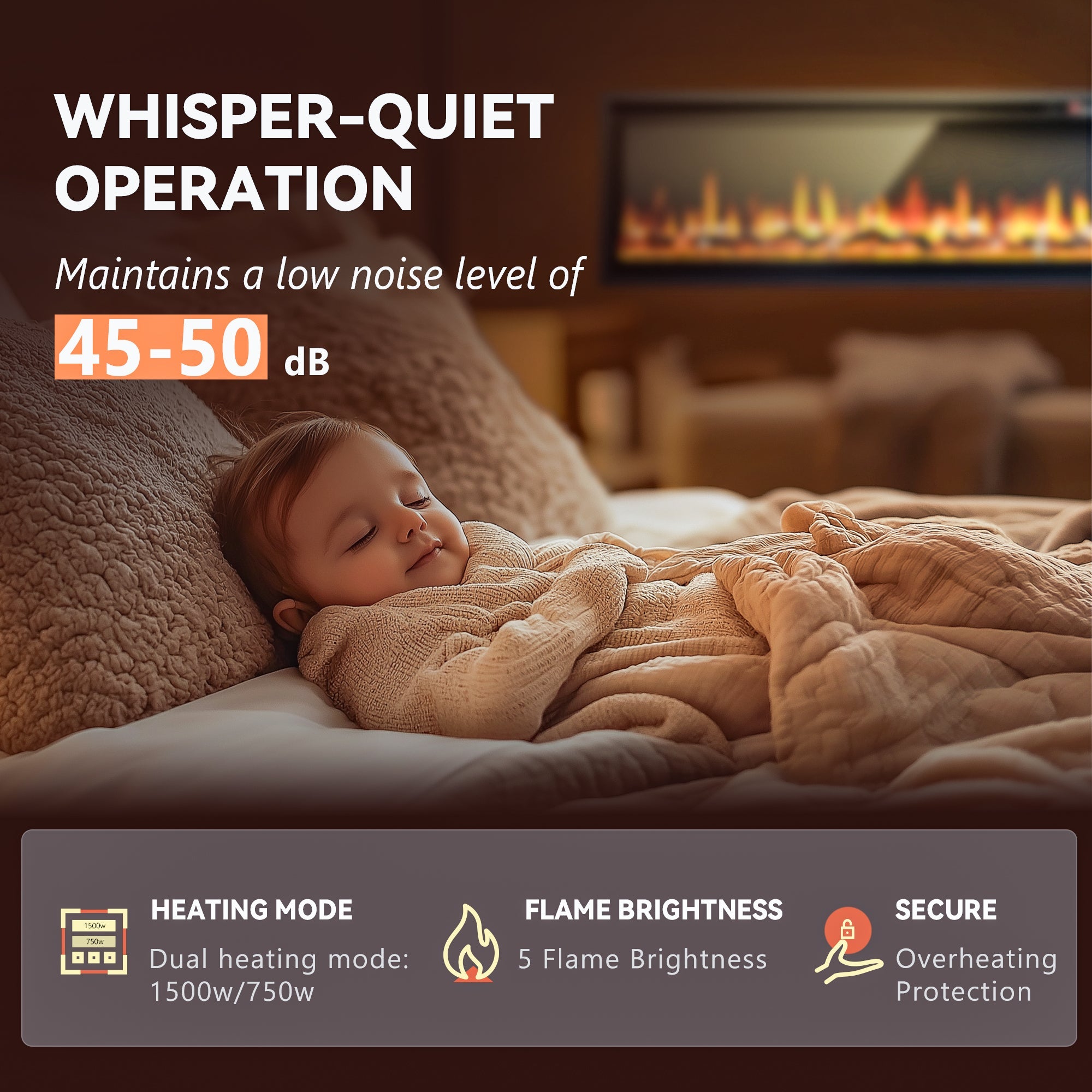Simzlife 72 inch Electric Fireplace Recessed Wall Mounted Freestanding with Remote Control, Ultra-thin Fireplace Heater with Adjustable Flame Color, Linear Fireplace with Timer, Log & Crystal, 750/1500W