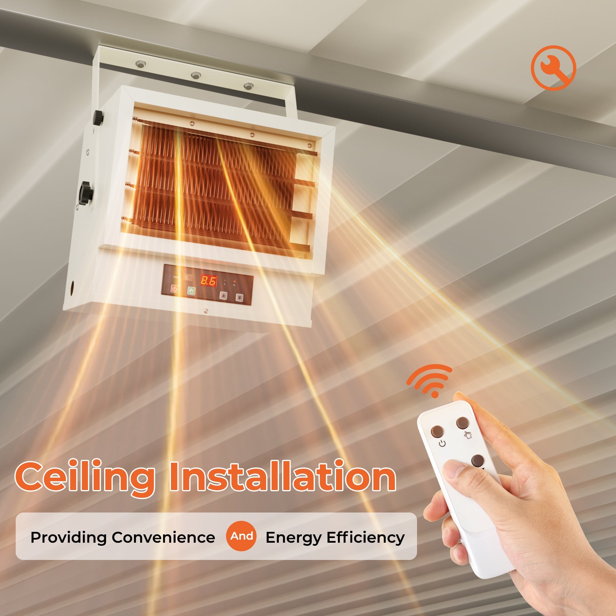 Simzlife Electric Garage Heater, 7500 Watt Hard-Wired Garage Heaters with Remote Control, 240v Ceiling Heater with 9 Hour Timer, Overheat Protection ETL Compliant Wall Heater for Garage, Workshop
