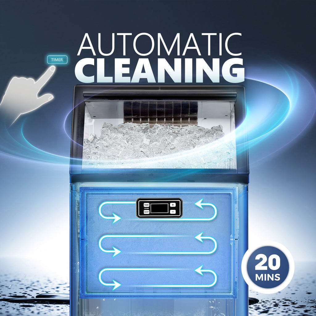 Simzlife 100 lbs./24H Commercial Freestanding/Built-in Ice Maker with 33 lb. Storage Bin in Silver, Stainless Steel
