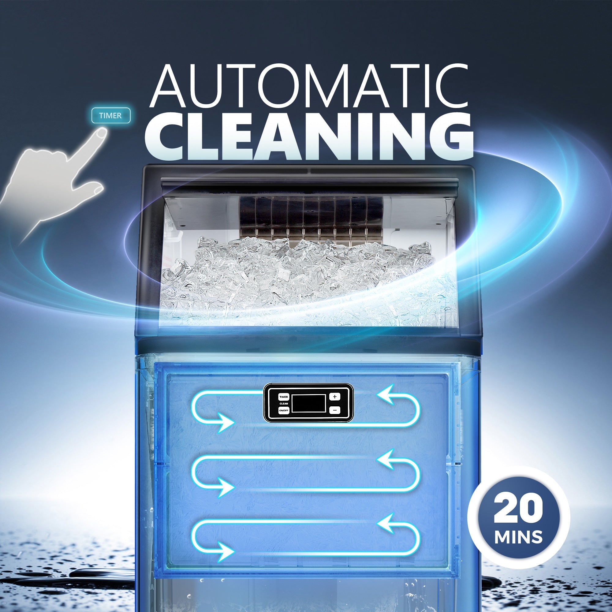 Simzlife 100 lbs./24H Commercial Freestanding/Built-in Ice Maker with 33 lb. Storage Bin in Silver, Stainless Steel