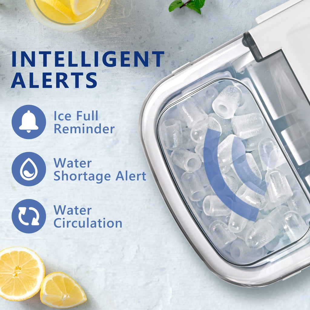 Simzlife Countertop Ice Maker Machine with Handle, 26lbs Per Day, 9 Ice Cubes Ready in 6 Mins, Auto-Cleaning Portable Ice Maker with Basket and Scoop, for Home/Kitchen/Camping/RV
