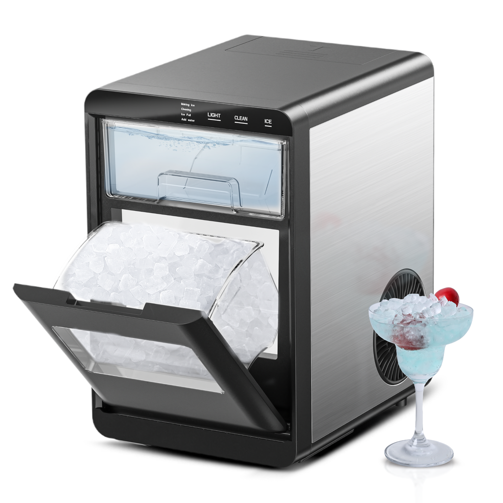 Simzlife Nugget Ice Maker Countertop, 44Lbs/24H Pebble Ice Maker Machine, Self-Cleaning Pellet Ice Machine with Ice Scoop&Basket, Sonic Countertop Ice Machine for Home/Kitchen/Office(Black)