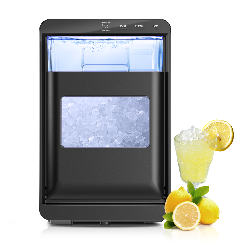 Simzlife Nugget Ice Maker Countertop, 44Lbs/24H Pebble Ice Maker Machine, Self-Cleaning Pellet Ice Machine with Ice Scoop&Basket, Sonic Countertop Ice Machine for Home/Kitchen/Office(Black)