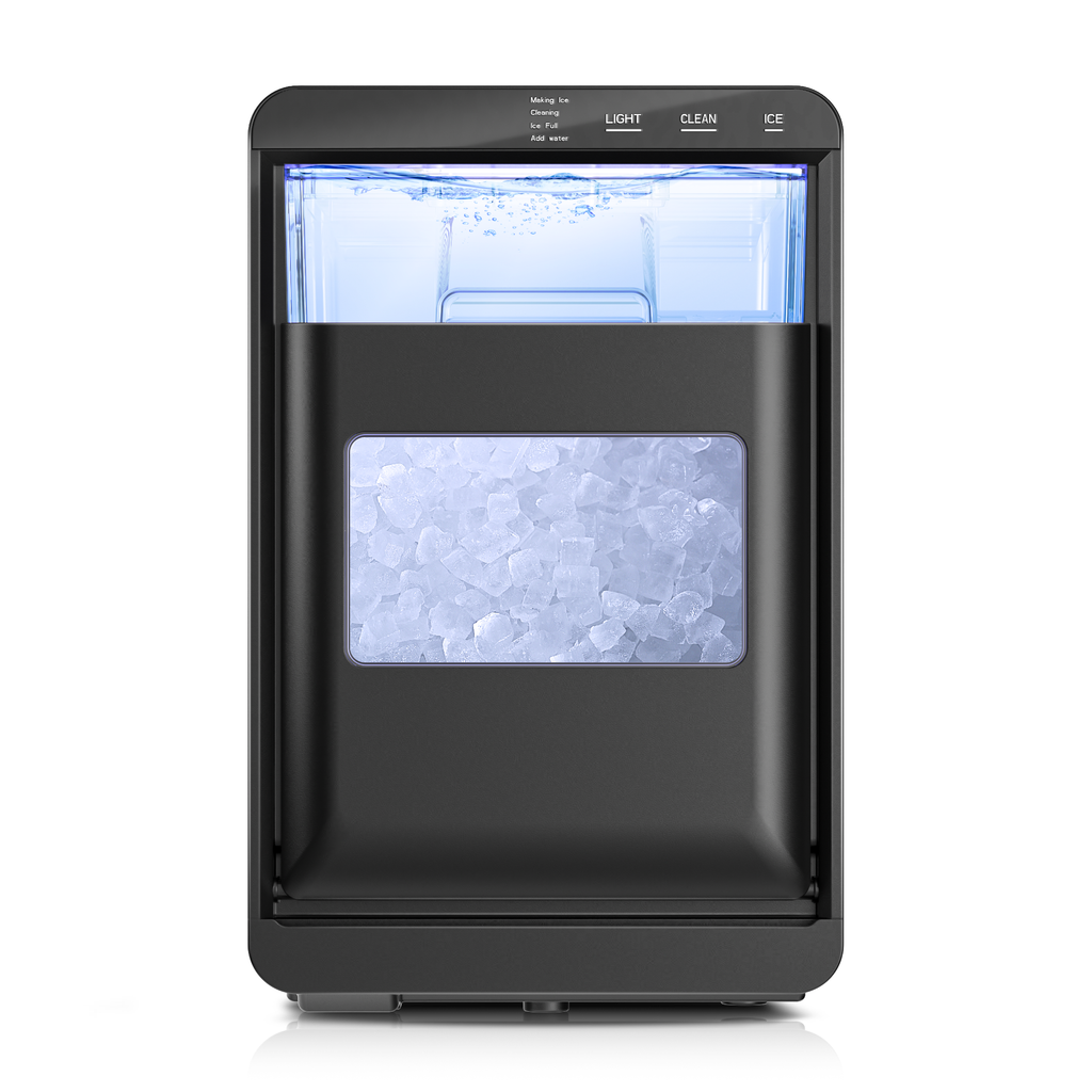 Simzlife Nugget Ice Maker Countertop, 44Lbs/24H Pebble Ice Maker Machine, Self-Cleaning Pellet Ice Machine with Ice Scoop&Basket, Sonic Countertop Ice Machine for Home/Kitchen/Office(Black)
