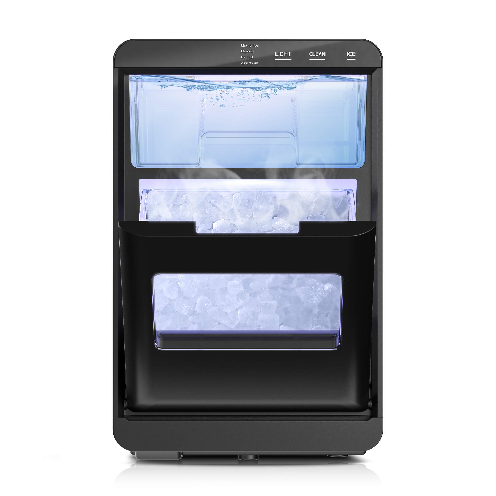Simzlife Nugget Ice Maker Countertop, 44Lbs/24H Pebble Ice Maker Machine, Self-Cleaning Pellet Ice Machine with Ice Scoop&Basket, Sonic Countertop Ice Machine for Home/Kitchen/Office(Black)