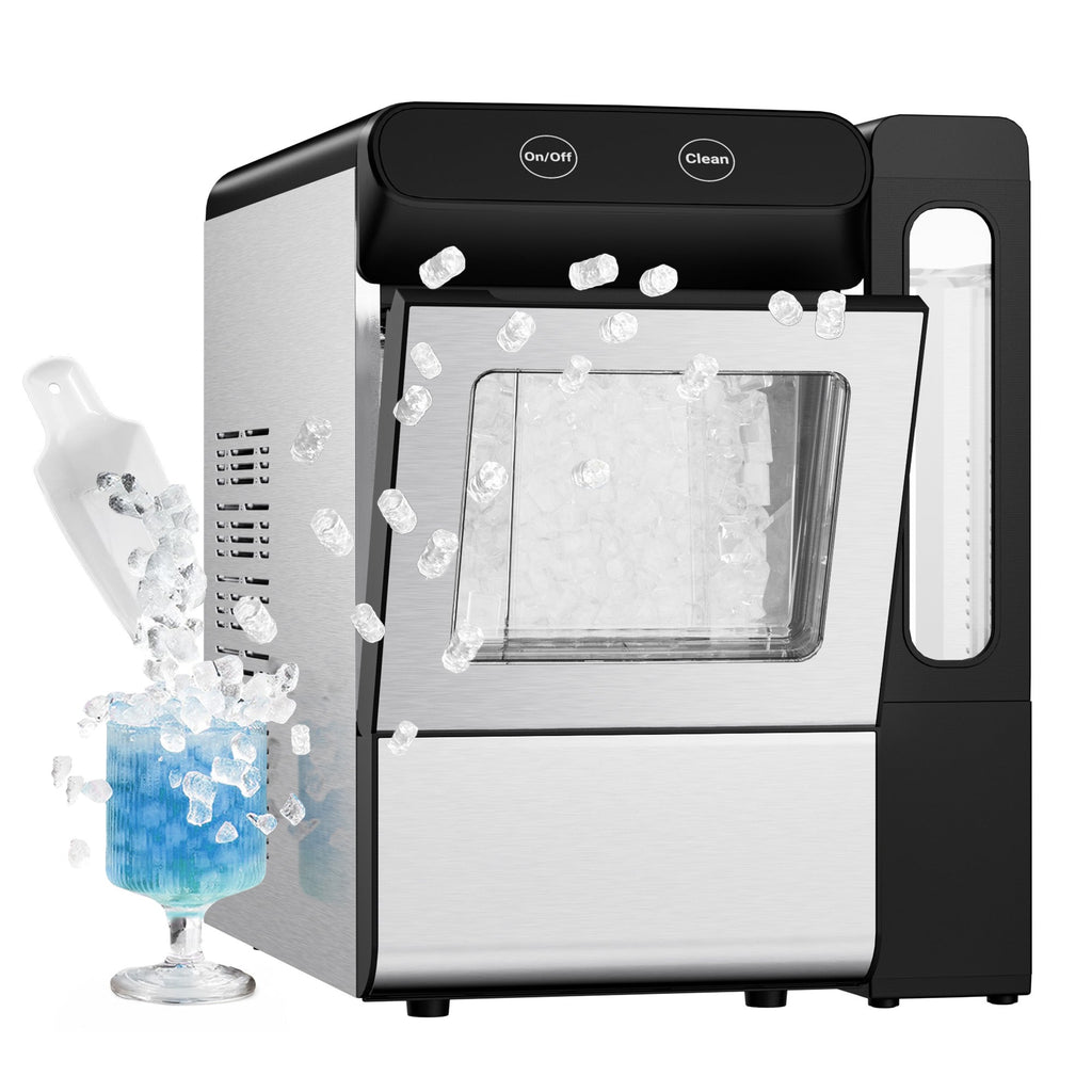 Simzlife Nugget Ice Maker with 4.3L Side Tank, Self- Cleaning Countertop Ice Machine, Soft Chewable Pellet Ice for Home/Kitchen/Party