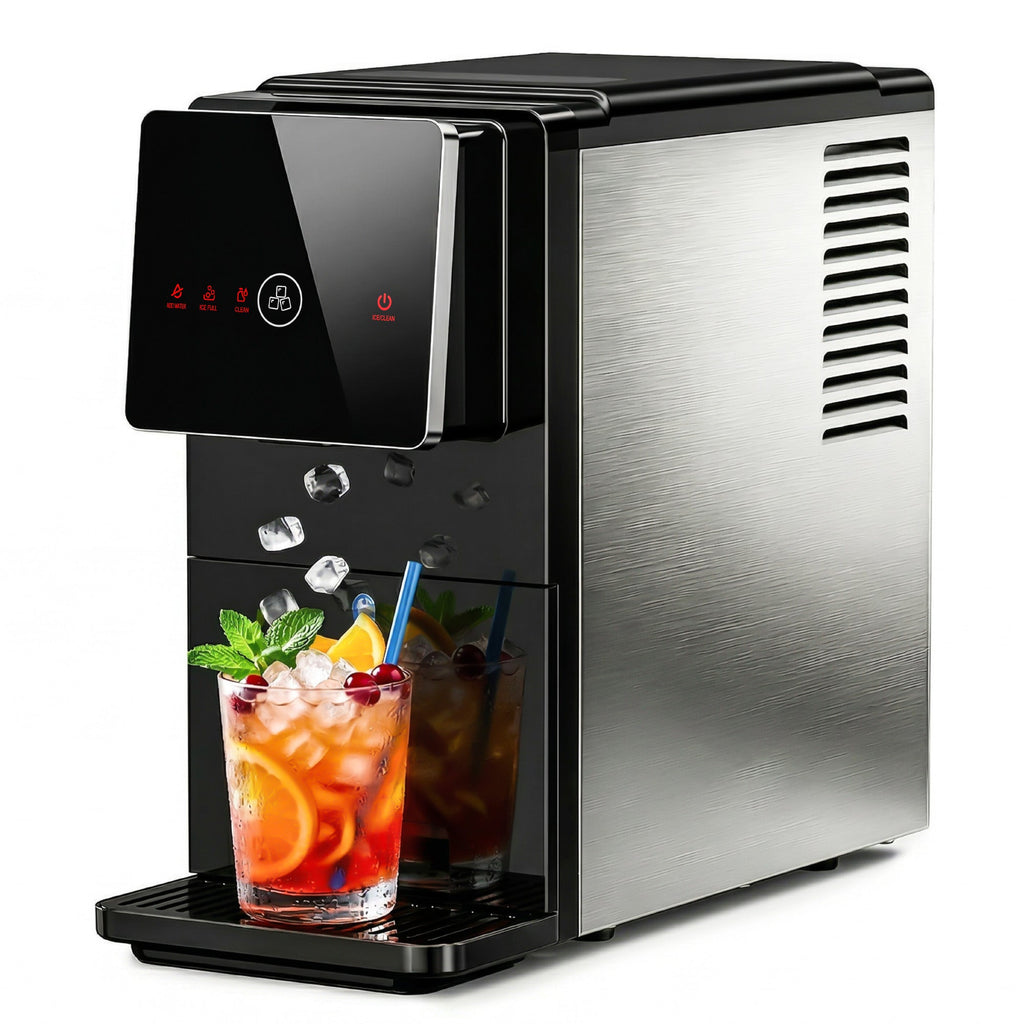 Simzlife 2-in-1 Nugget Ice Maker with Water Dispenser, 33 lbs/Day Portable Countertop Machine, Self-Cleaning, Black