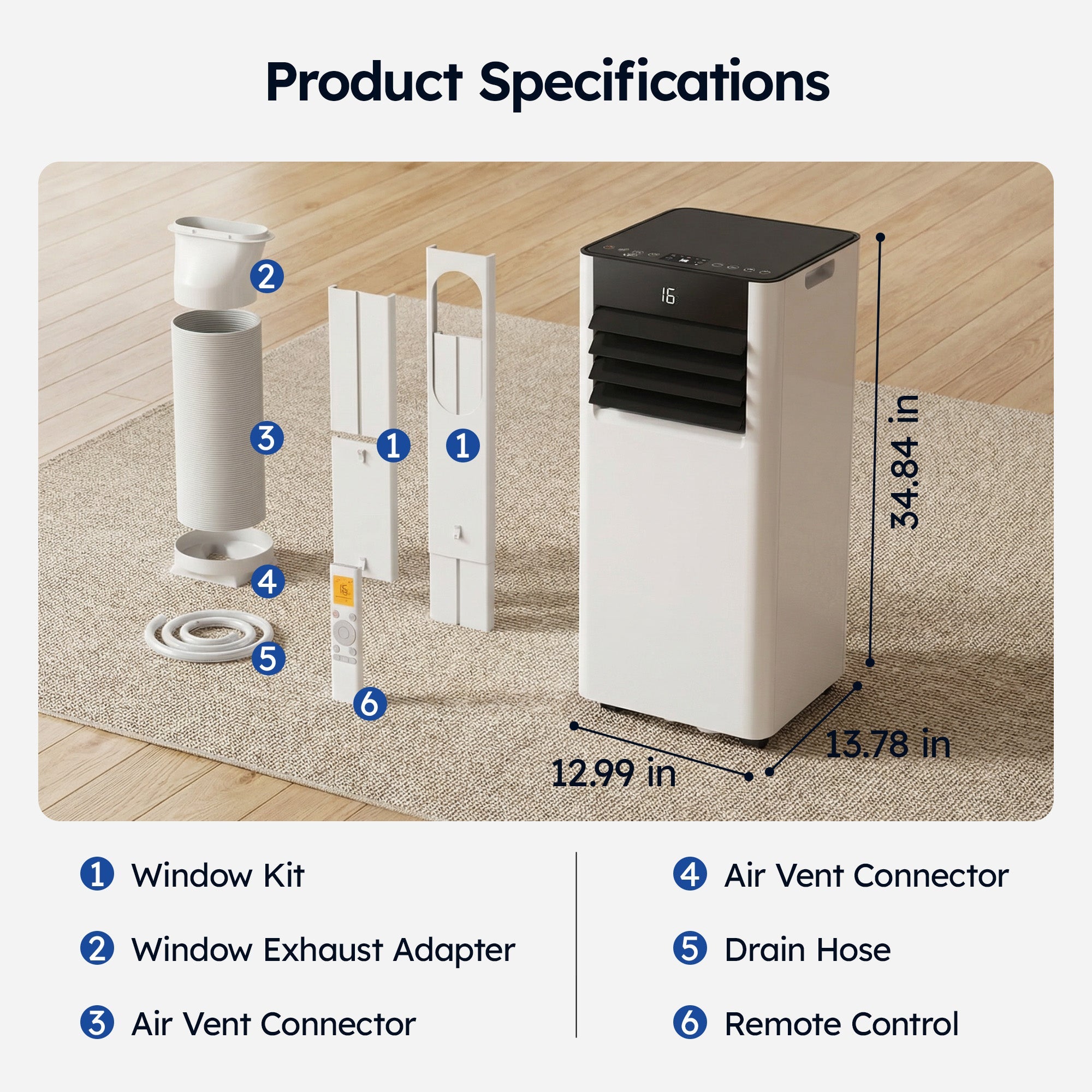 SIMZLIFE 10000 BTU Portable Air Conditioner with WIFI and Remote Control,Small AC Unit with Dehumidifier and Fan