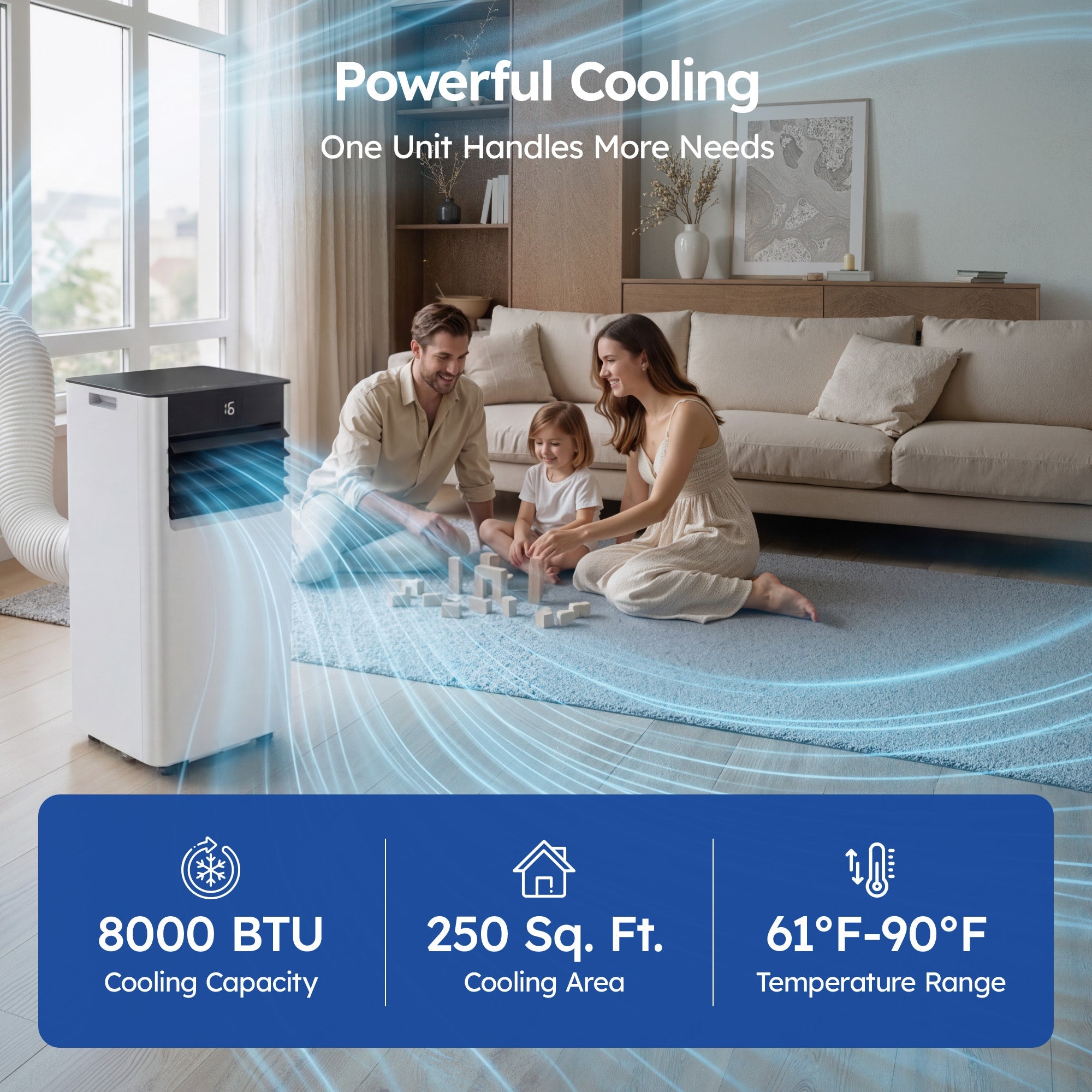 SIMZLIFE 8000 BTU Portable Air Conditioner with WIFI and Remote Control,Small AC Unit with Dehumidifier and Fan