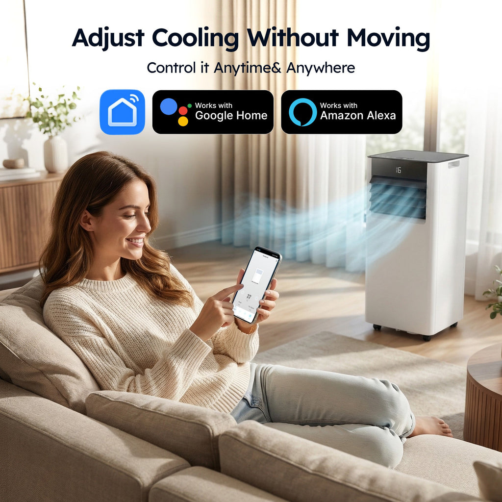 SIMZLIFE 8000 BTU Portable Air Conditioner with WIFI and Remote Control,Small AC Unit with Dehumidifier and Fan