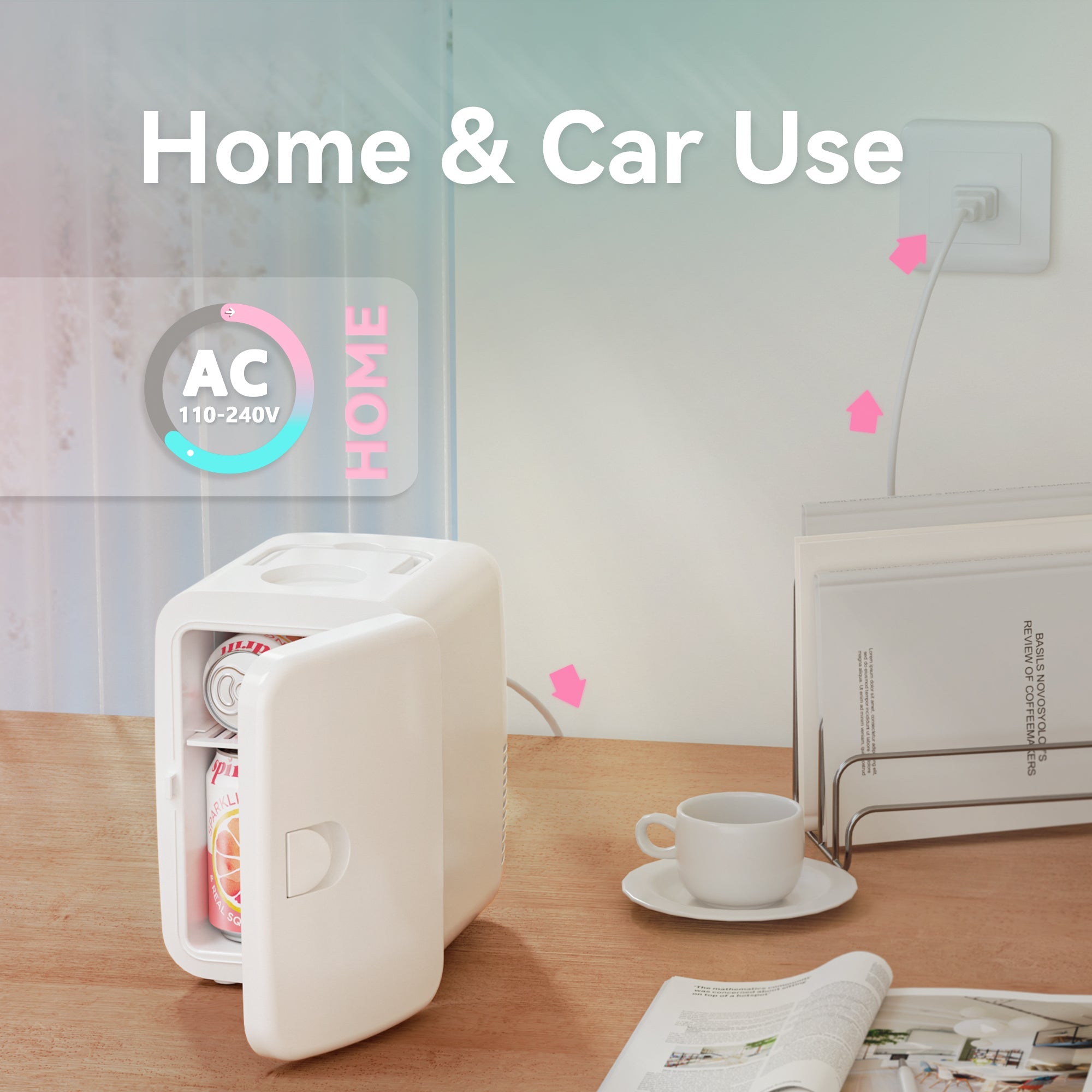 Simzlife Mini Fridge, 4 Liter/6 Cans AC/DC Small Refrigerator for Skincare, Portable Cooler and Warmer for Skin Care, Cosmetics, Beverage, 4L Makeup Mini Fridge for Bedroom, Car, Office, Dorm, White