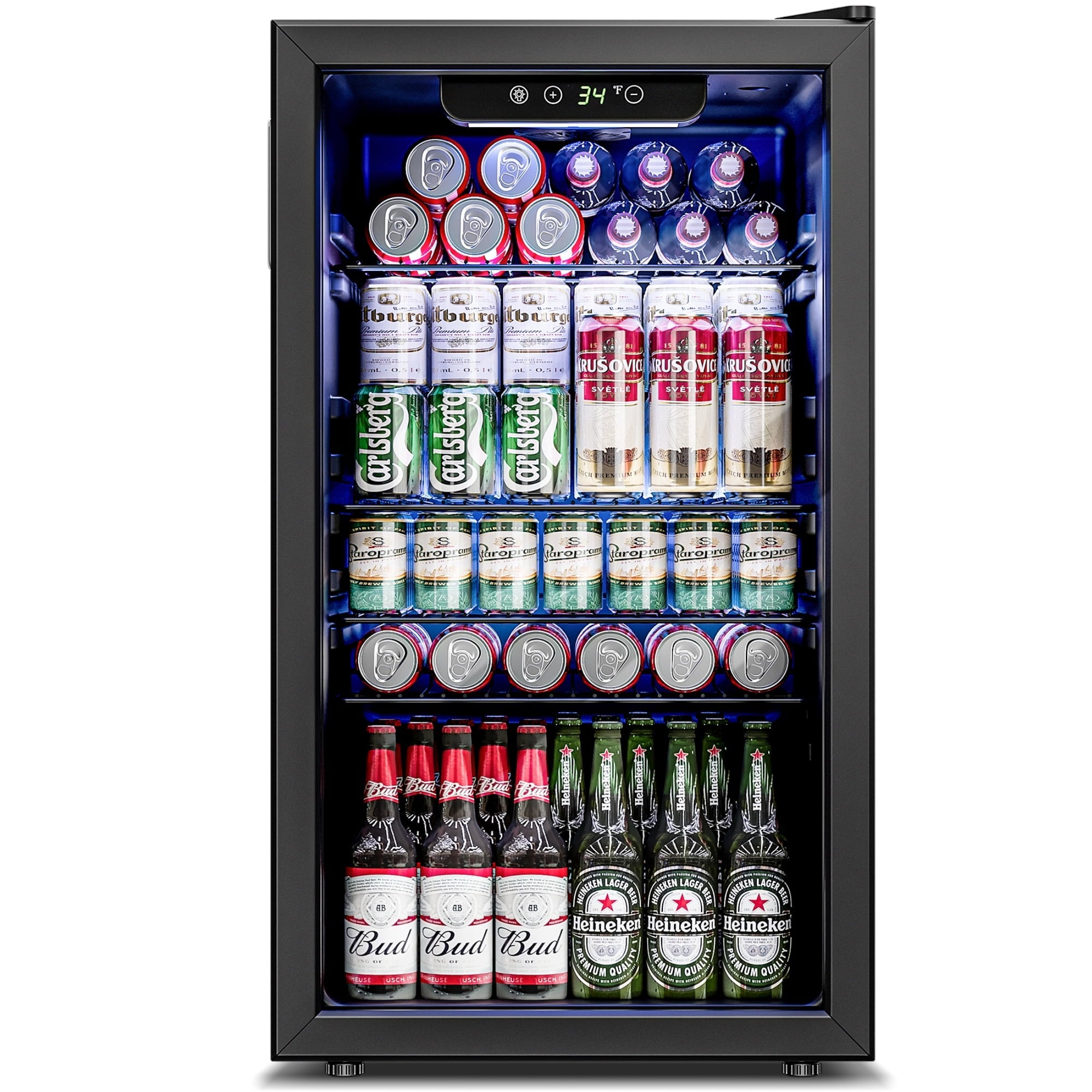 Simzlife 130 Can Beverage Refrigerator with Glass Door for Home, 17.3 in D, 31.3 in H