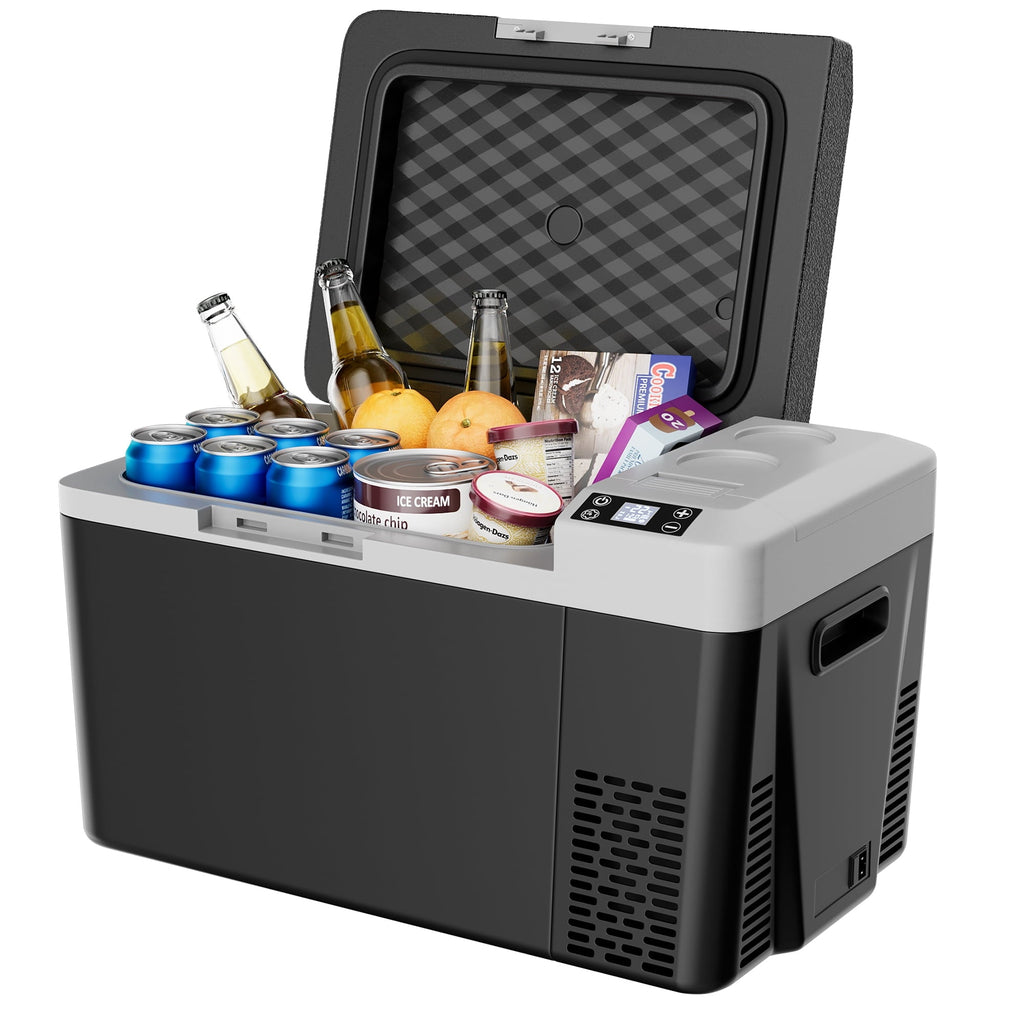 Simzlife 26Qt Car Refrigerator, Portable Fridge with DC&AC for Outdoor, Home, 23.07 in D, 13.66 in H，Black
