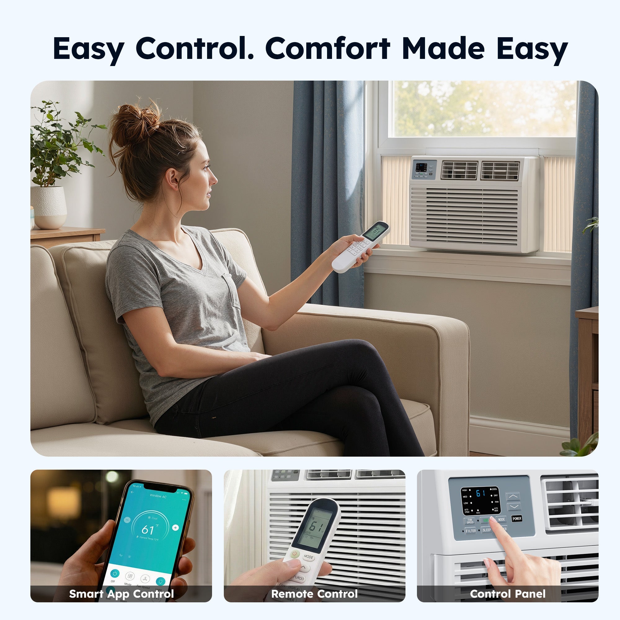 SIMZLIFE 14,000 BTU Window Air Conditioner With APP, Cools Up To 700 Sq Ft