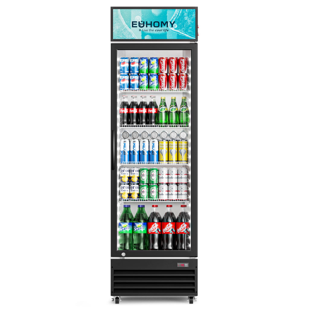 Simzlife Commercial Beverage Refrigerator with Glass Door, 12 Cu.Ft Display Refrigerator Cooler with LED Light and 4 Adjustable Shelves, Commercial Beverage Fridge for ETL Approved