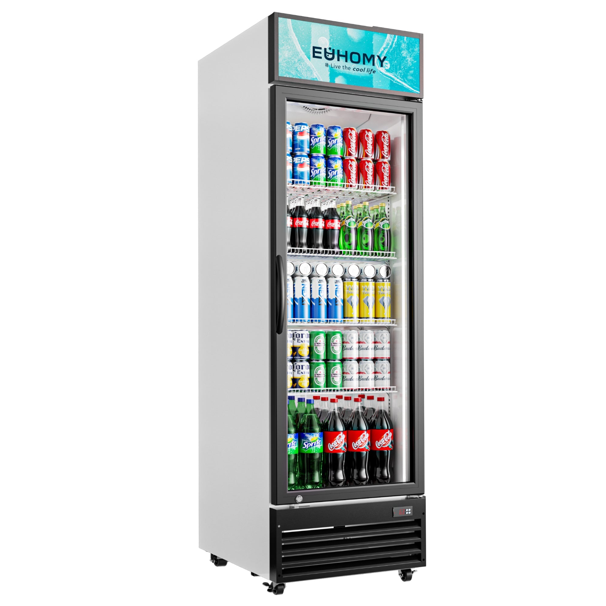 Simzlife Commercial Beverage Refrigerator with Glass Door, 12 Cu.Ft Display Refrigerator Cooler with LED Light and 4 Adjustable Shelves, Commercial Beverage Fridge for ETL Approved