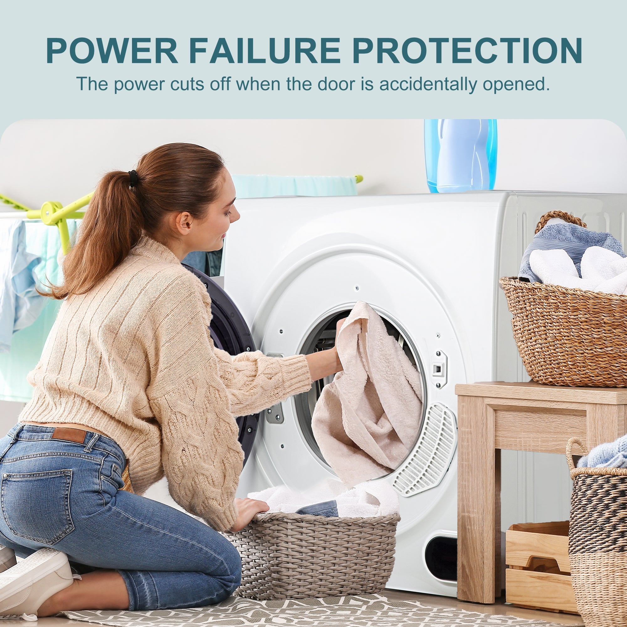 Simzlife 2.6 Cu. ft Compact Laundry Dryer Clothes Dryers with Four Drying Models, 23.6 in W, 27 in H