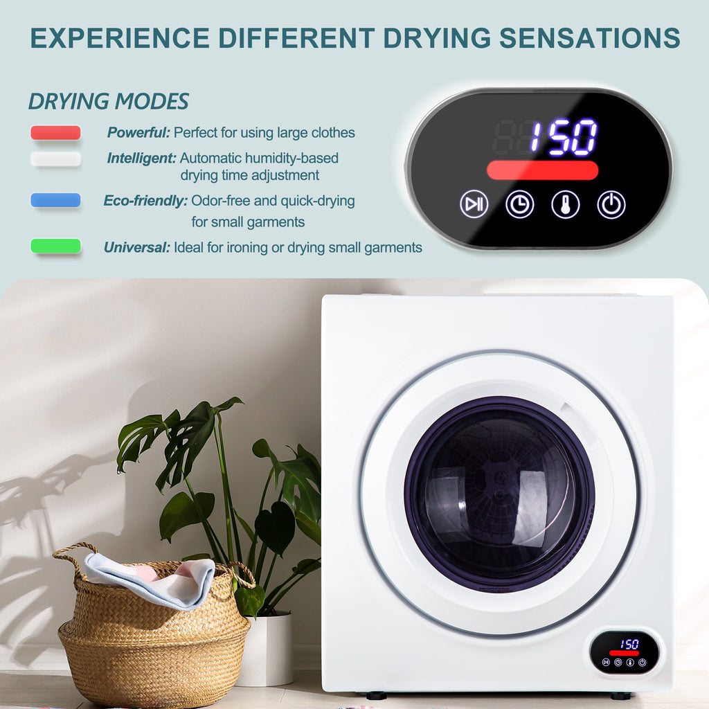 Simzlife 2.6 Cu. ft Compact Laundry Dryer Clothes Dryers with Four Drying Models, 23.6 in W, 27 in H