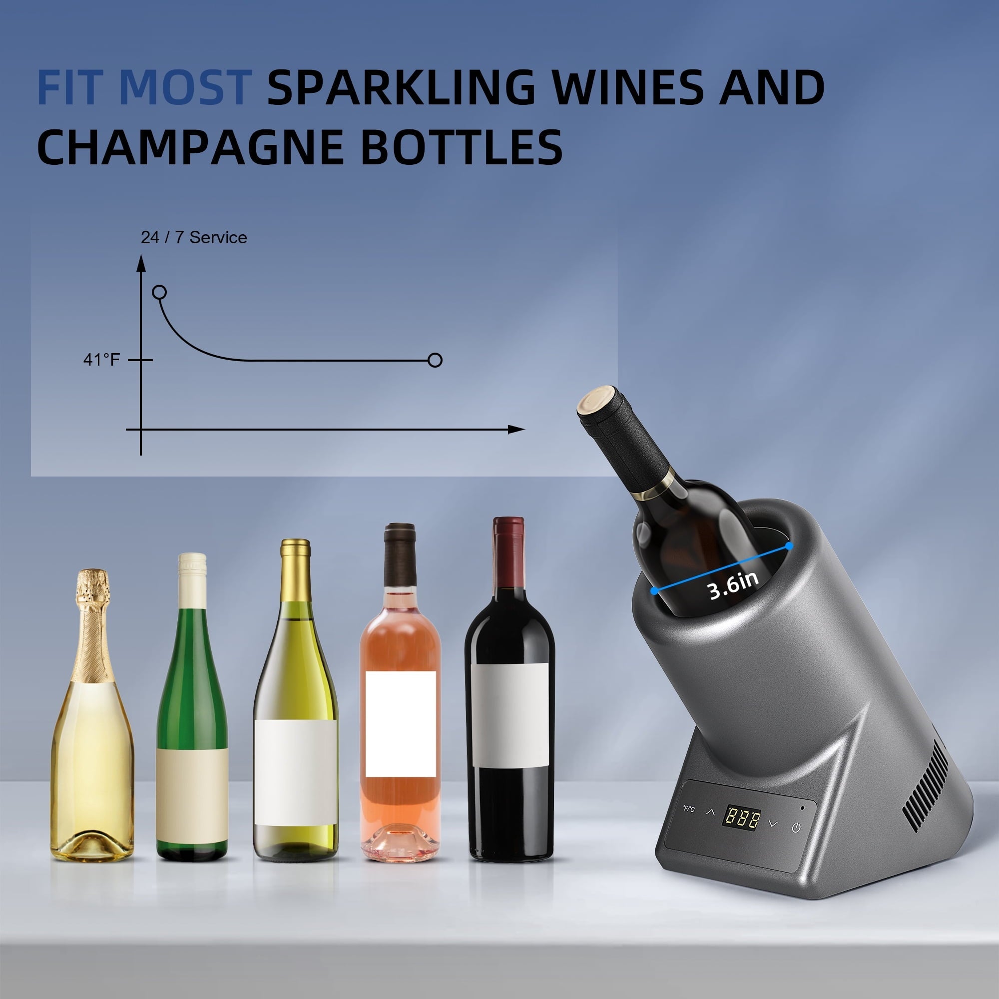 Simzlife Single Bottle Electric Wine Chiller with Digital Display & Wine Pourer for Wine & Champagne