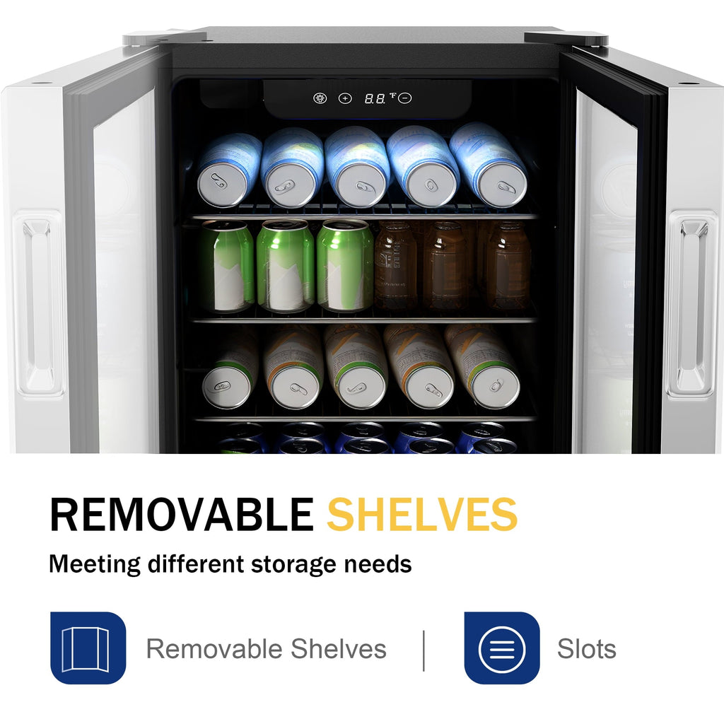 Simzlife 130 Can Beverage Refrigerator with Glass Door for Home, 17.3 in D, 31.3 in H