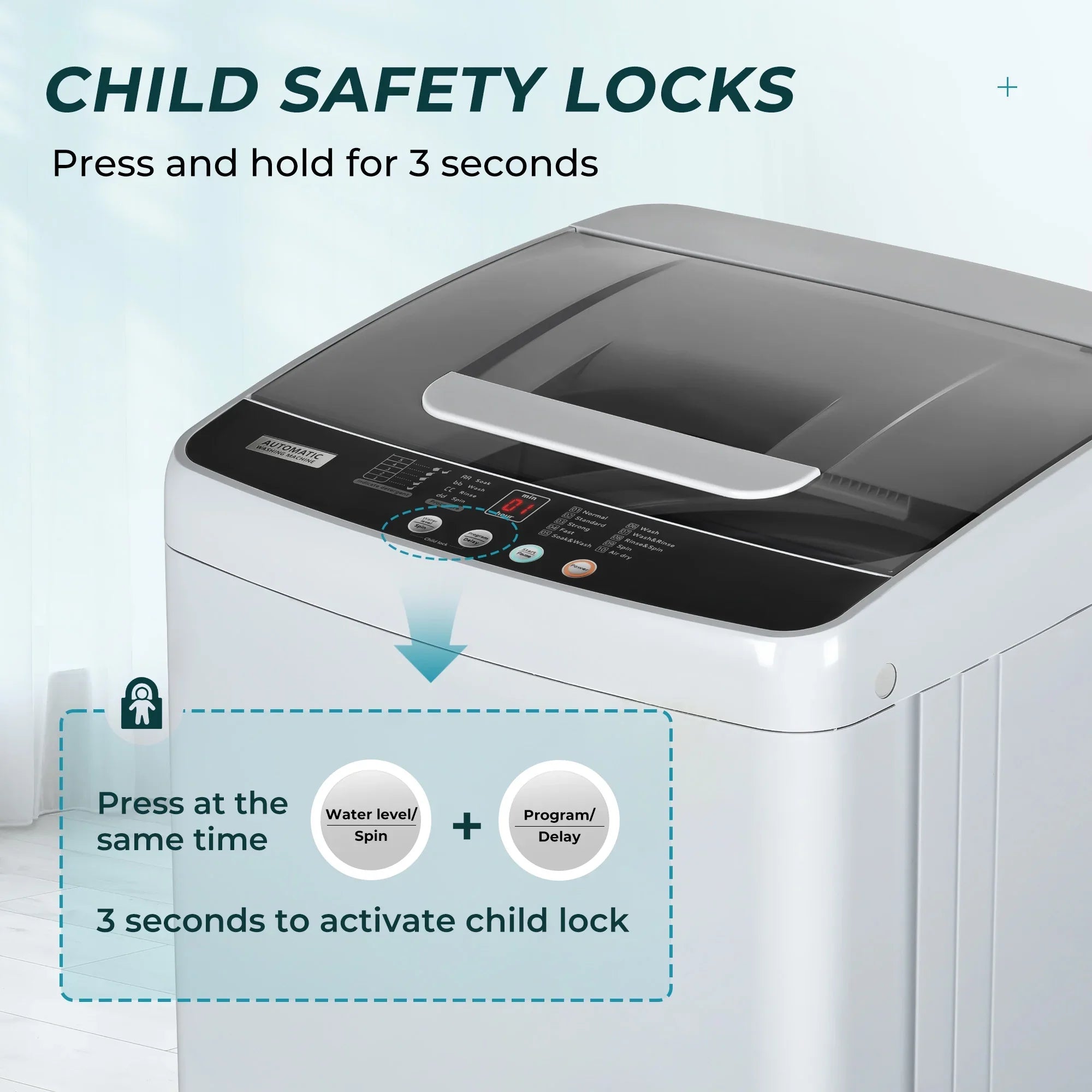 Simzlife Portable Washing Machine 8.8LBS with LED Display，Compact Washer