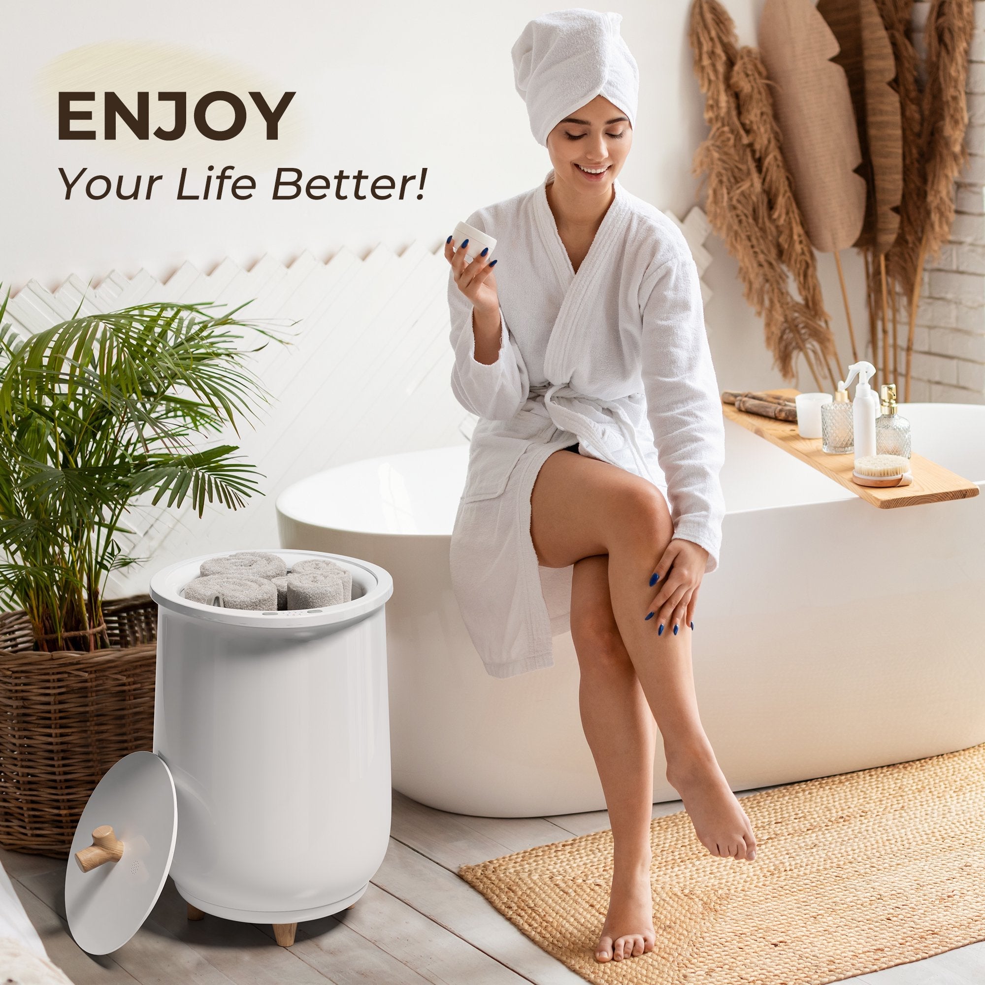 Simzlife Towel Warmers for Bathroom，20L Towel Warmers Buckets Spa with 20/40/60/90 Timing