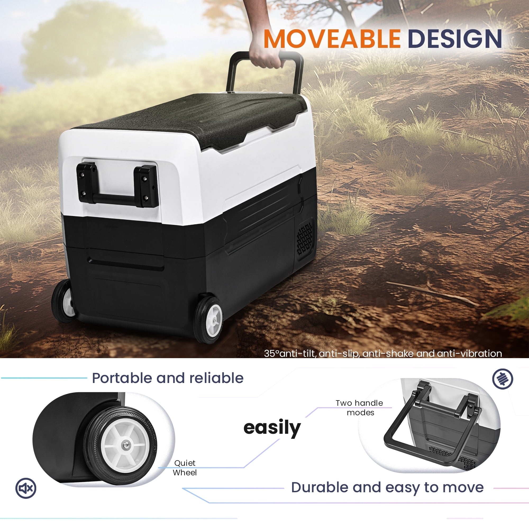 Simzlife 12 Volt Refrigerators, -4℉~68℉, 48 Quart Portable Mini Fridge Electric Cooler 12/24V DC & 120-240V AC, Car Fridge for Car, RV, Camping, Travel, Fishing, Outdoor or Home