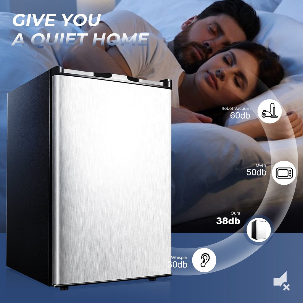 Simzlife 3.0 Cu.ft Upright freezer, Single Door Compact Design, Reversible Stainless Steel Door, Suitable for Home,Dorm,Apartment and Office,Silver