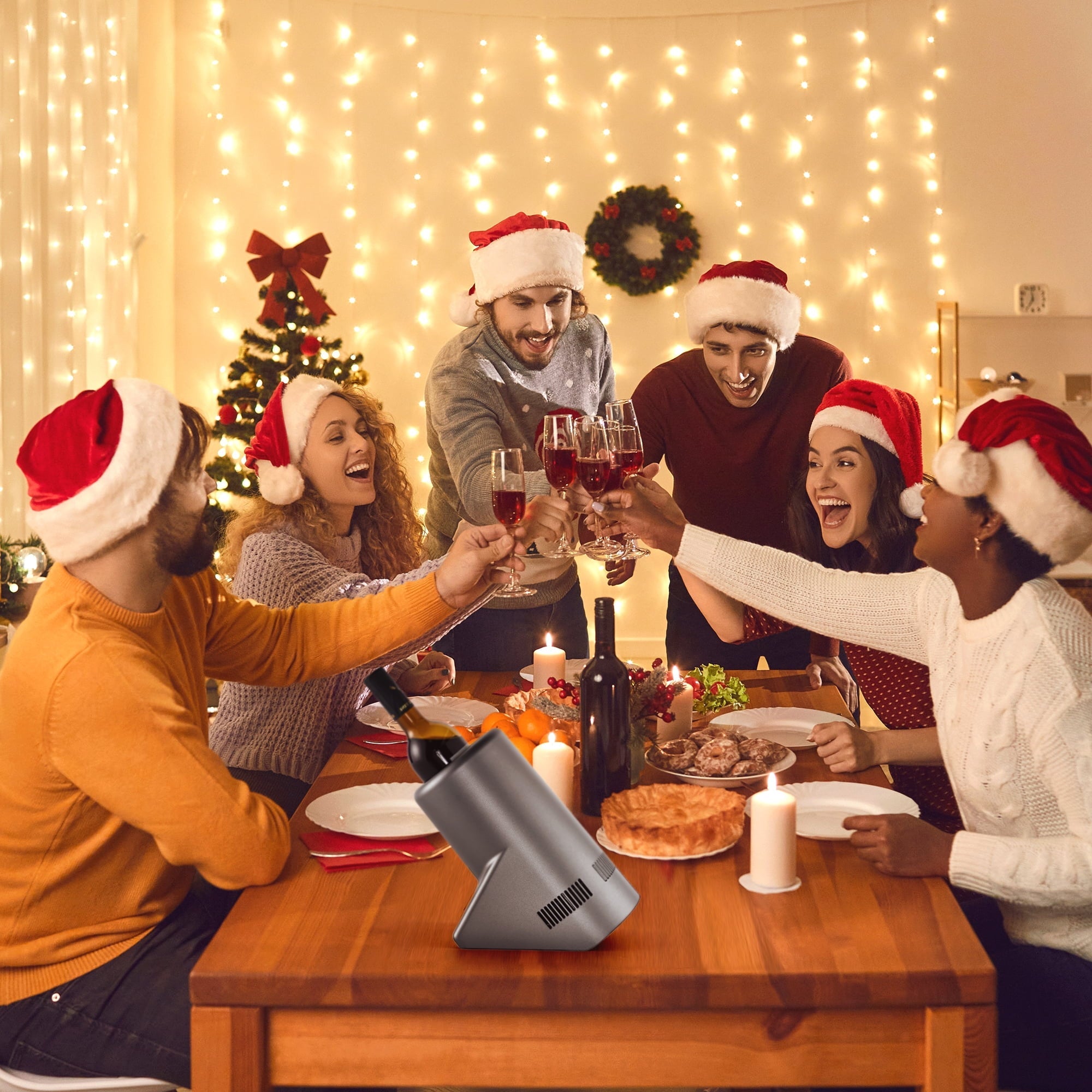 Simzlife Single Bottle Electric Wine Chiller with Digital Display & Wine Pourer for Wine & Champagne