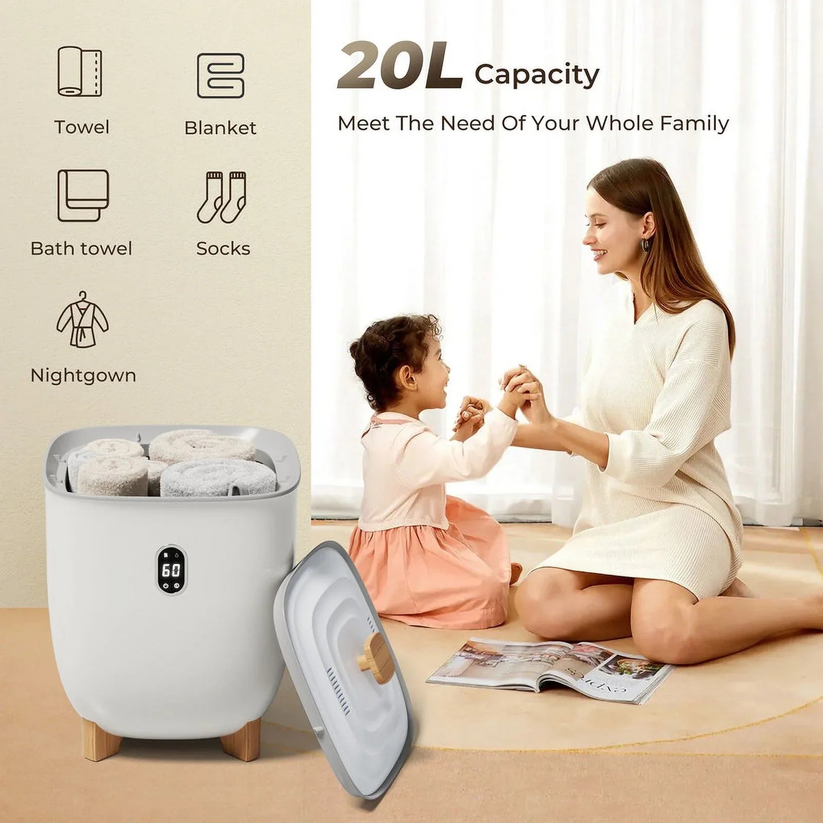 Simzlife Luxury Towel Warmer, Electric Hot Towel Warmer Bucket, Towel Dehumidifier