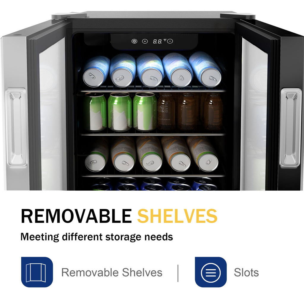 Simzlife 130 Can Beverage Refrigerator with Glass Door for Home, 17.3 in D, 31.3 in H