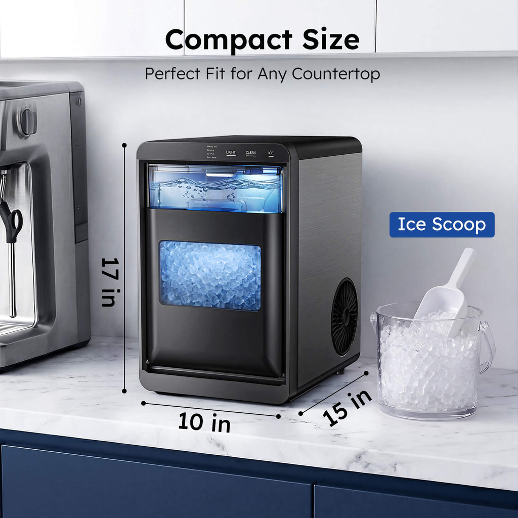 Simzlife Nugget Ice Maker Countertop, 44lbs/24H, Self-Cleaning, Chewable Crunchable Ice machine for Home/Kitchen/Party